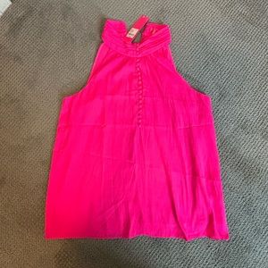 NWT Lily Pulitzer pink (fuscia) halter top with fabric buttons size medium